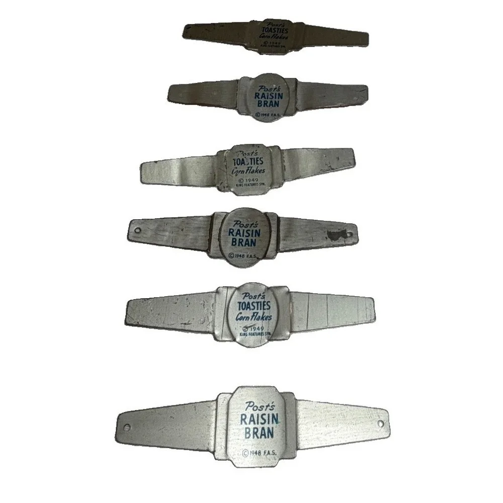 1949 Post Toasties Cereal Premium Tin Comic Character Rings Lot of 6 KFS